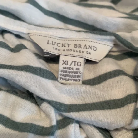 Lucky Brand 🍀 Cap Sleeve Stripped Laced Front Tee 🥳🥳HP🥳🥳 - Picture 6 of 7